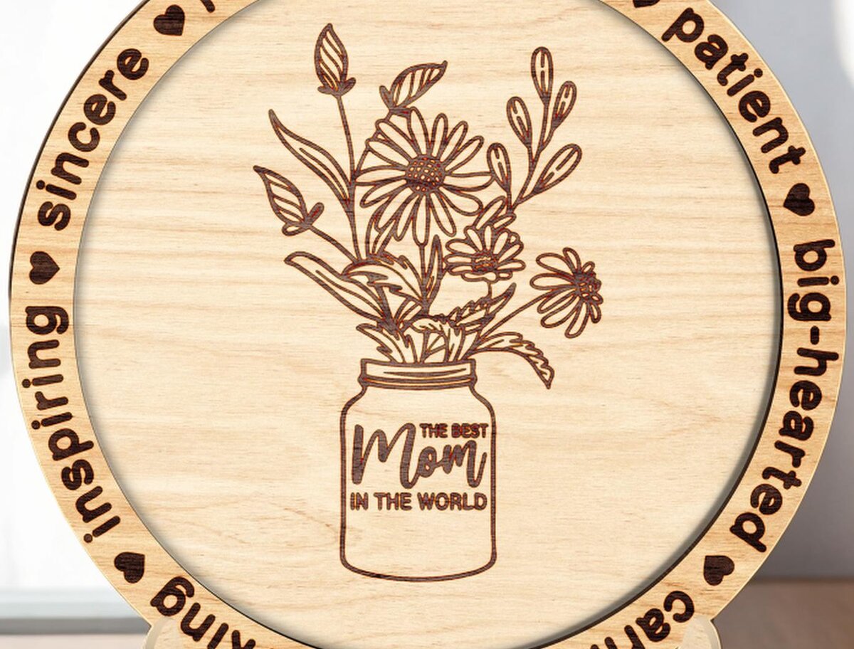 Σετ των 2 Intra απο ξύλο plywood 3mm-4mm πάχος – Εξατομικευμένη στάση για τη γιορτή της μητέρας Δίασταση  20x20 cm INTRAFABR-116838847