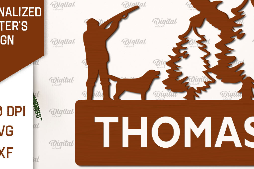 Intra απο ξύλο plywood 3mm-4mm πάχος – Προσωποποιημένη Hunter Sign Δίασταση  40x30 cm INTRAFABR-99885366