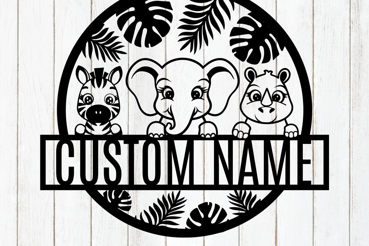 Σετ των 2 Intra απο ξύλο plywood 3mm-4mm πάχος – Εξατομικευμένη πινακίδα ονόματος ζούγκλας Δίασταση  20x20 cm INTRAFABR-118293387