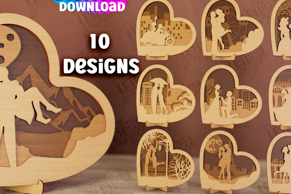 Σετ των 2 Intra απο ξύλο plywood 3mm-4mm πάχος – Εξατομικευμένο πακέτο Lovers Heart Décor Δίασταση  20x20 cm INTRAFABR-110742812