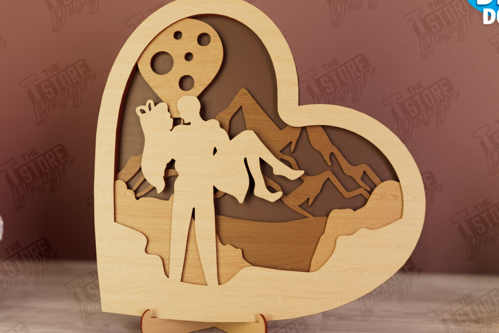 Σετ των 2 Intra απο ξύλο plywood 3mm-4mm πάχος – Personalized Lovers Heart Decor | CNC Δίασταση  20x20 cm INTRAFABR-110742698