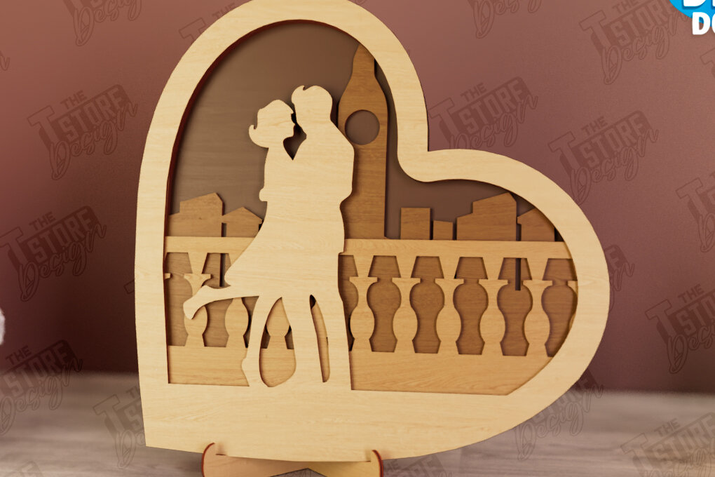Σετ των 2 Intra απο ξύλο plywood 3mm-4mm πάχος – Personalized Lovers Heart Decor | CNC Δίασταση  20x20 cm INTRAFABR-110742490