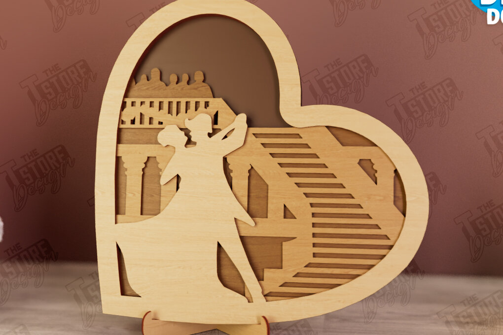 Σετ των 2 Intra απο ξύλο plywood 3mm-4mm πάχος – Personalized Lovers Heart Decor | CNC Δίασταση  20x20 cm INTRAFABR-110742673