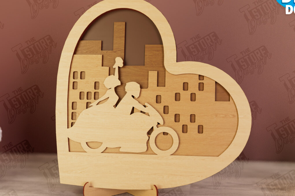 Σετ των 2 Intra απο ξύλο plywood 3mm-4mm πάχος – Personalized Lovers Heart Decor | CNC Δίασταση  20x20 cm INTRAFABR-110742677
