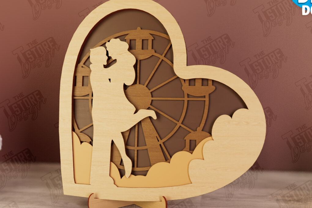 Σετ των 2 Intra απο ξύλο plywood 3mm-4mm πάχος – Personalized Lovers Heart Decor | CNC Δίασταση  20x20 cm INTRAFABR-110742682