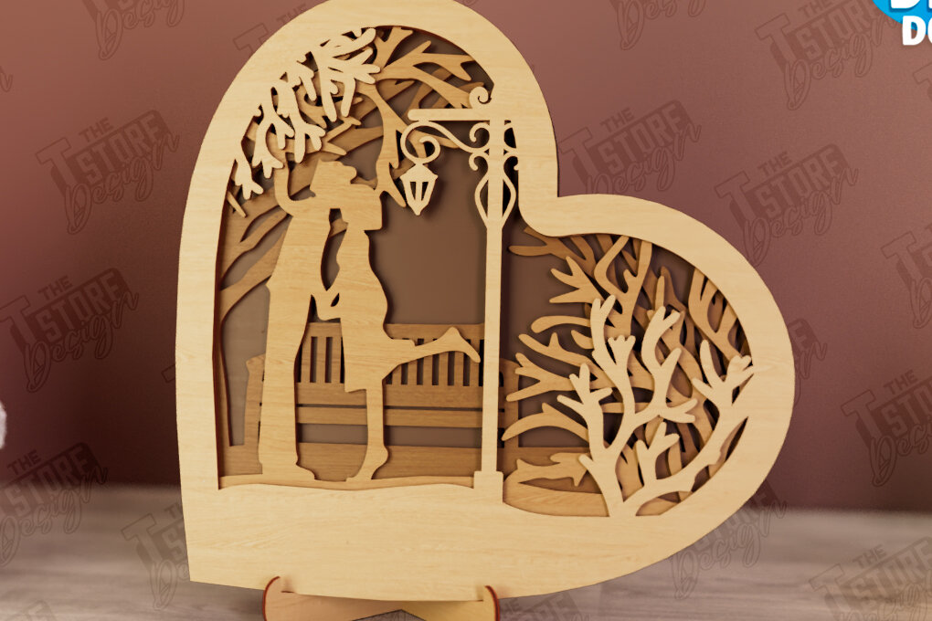 Σετ των 2 Intra απο ξύλο plywood 3mm-4mm πάχος – Personalized Lovers Heart Decor | CNC Δίασταση  20x20 cm INTRAFABR-110742480
