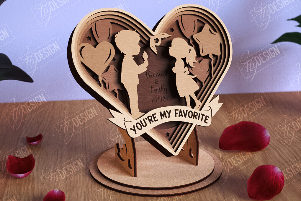Σετ των 2 Intra απο ξύλο plywood 3mm-4mm πάχος – Personalized Lovers Heart |Ρομαντικό δώρο Δίασταση  20x20 cm INTRAFABR-110273506