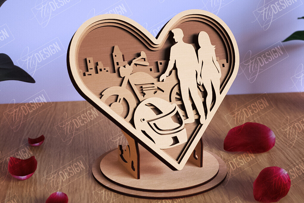 Σετ των 2 Intra απο ξύλο plywood 3mm-4mm πάχος – Personalized Lovers Heart |Ρομαντικό δώρο Δίασταση  20x20 cm INTRAFABR-110273133