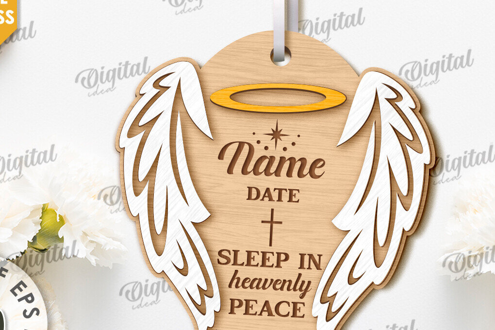 Σετ των 2 Intra απο ξύλο plywood 3mm-4mm πάχος – Προσωποποιημένο στολίδι αναμνηστικού κοπής με λέιζερ Δίασταση  20x20 cm INTRAFABR-118092561