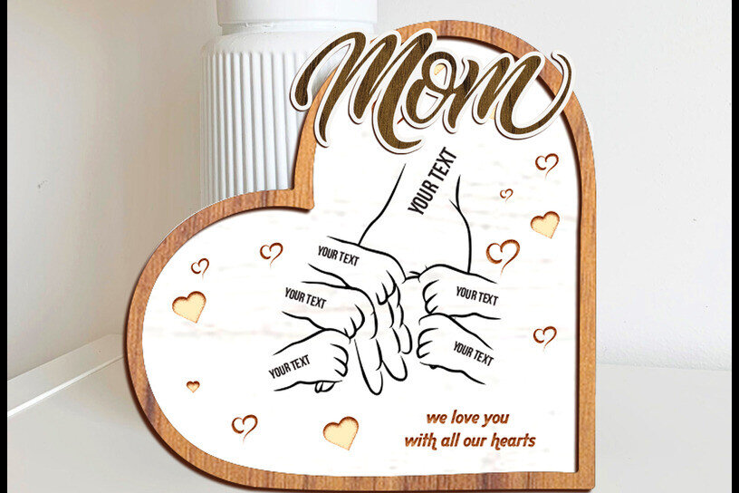 Σετ των 2 Intra απο ξύλο plywood 3mm-4mm πάχος – Εξατομικευμένη βάση για τα χέρια της μαμάς και του παιδιού Δίασταση  20x20 cm INTRAFABR-121827856