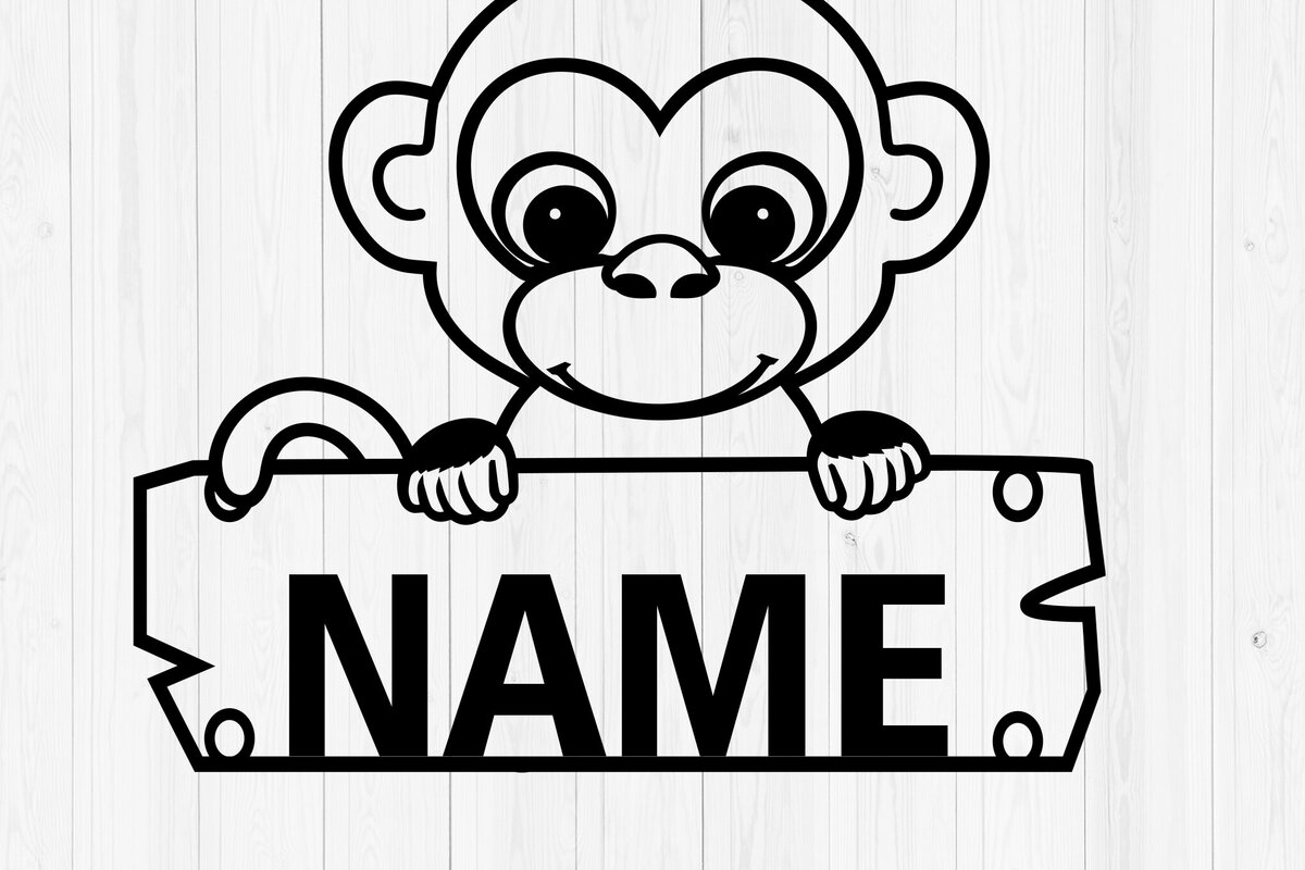 Σετ των 2 Intra απο ξύλο plywood 3mm-4mm πάχος – Προσωποποιημένη πινακίδα ονόματος πιθήκου Δίασταση  20x20 cm INTRAFABR-117898570