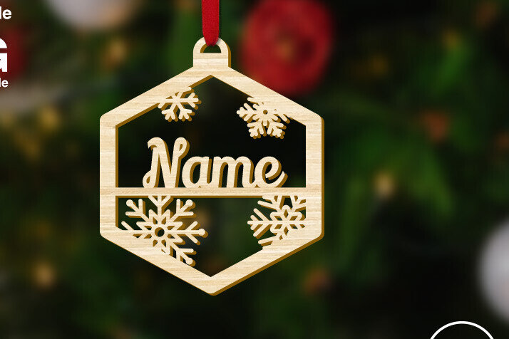 Σετ των 2 Intra απο ξύλο plywood 3mm-4mm πάχος – Προσωποποιημένο Όνομα Χριστουγεννιάτικο Στολίδι Δίασταση  20x20 cm INTRAFABR-84434872