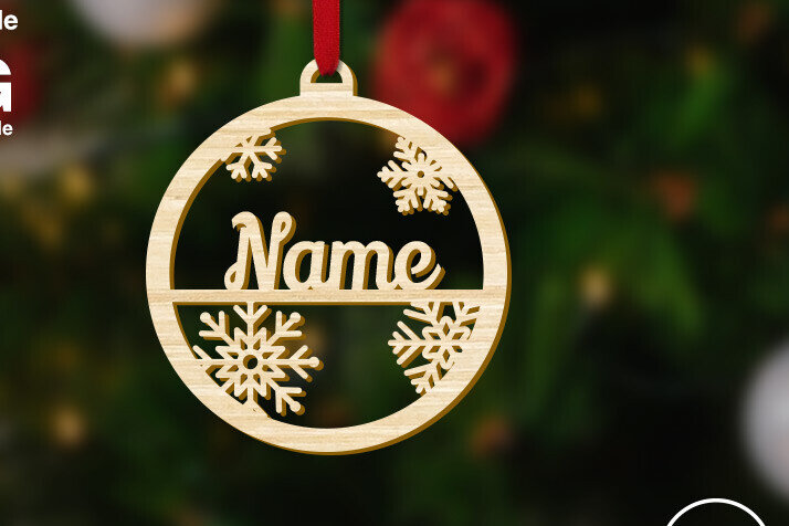 Σετ των 2 Intra απο ξύλο plywood 3mm-4mm πάχος – Προσωποποιημένο Όνομα Χριστουγεννιάτικο Στολίδι Δίασταση  20x20 cm INTRAFABR-84434431