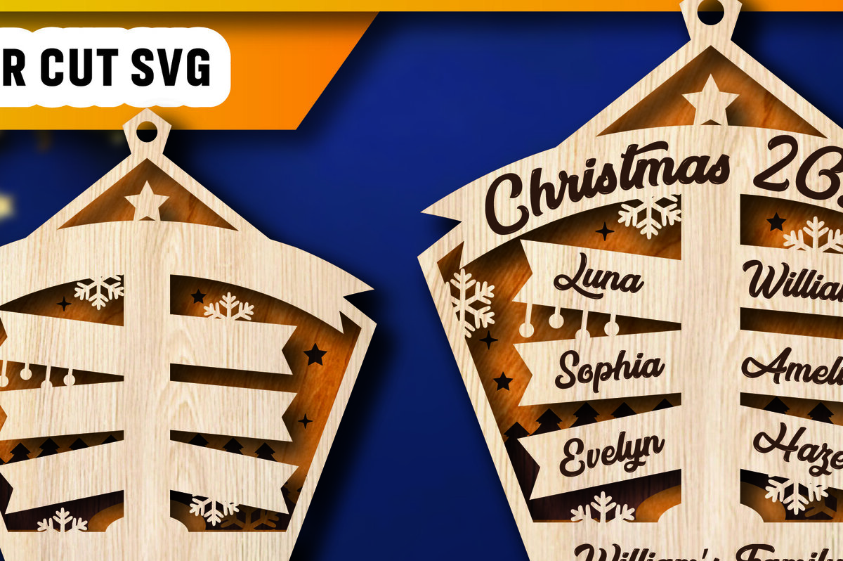 Σετ των 2 Intra απο ξύλο plywood 3mm-4mm πάχος – Εξατομικευμένο Οικογενειακό Στολίδι του Βόρειου Πόλου Δίασταση  20x20 cm INTRAFABR-105340797