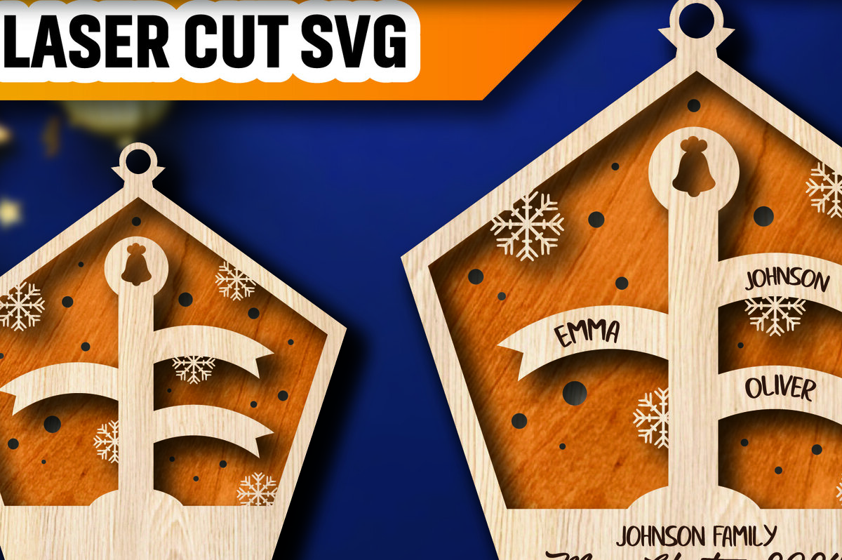 Σετ των 2 Intra απο ξύλο plywood 3mm-4mm πάχος – Εξατομικευμένο Οικογενειακό Στολίδι του Βόρειου Πόλου Δίασταση  20x20 cm INTRAFABR-105264528