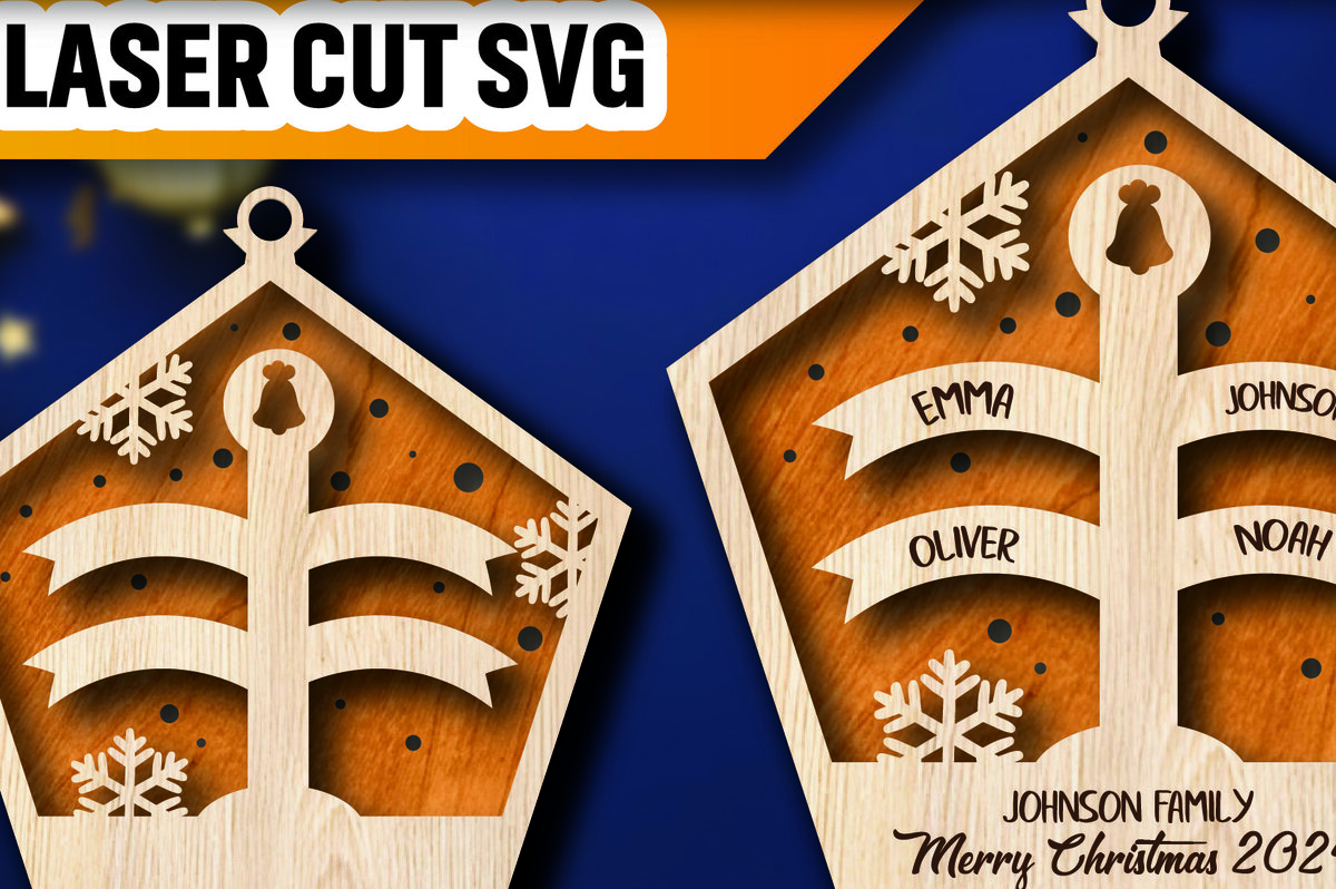 Σετ των 2 Intra απο ξύλο plywood 3mm-4mm πάχος – Εξατομικευμένο Οικογενειακό Στολίδι του Βόρειου Πόλου Δίασταση  20x20 cm INTRAFABR-105264651