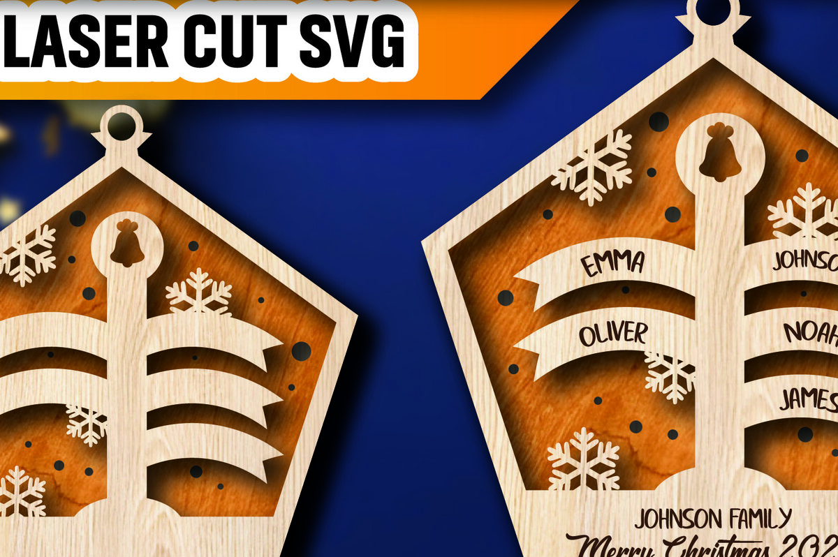 Σετ των 2 Intra απο ξύλο plywood 3mm-4mm πάχος – Εξατομικευμένο Οικογενειακό Στολίδι του Βόρειου Πόλου Δίασταση  20x20 cm INTRAFABR-105264732