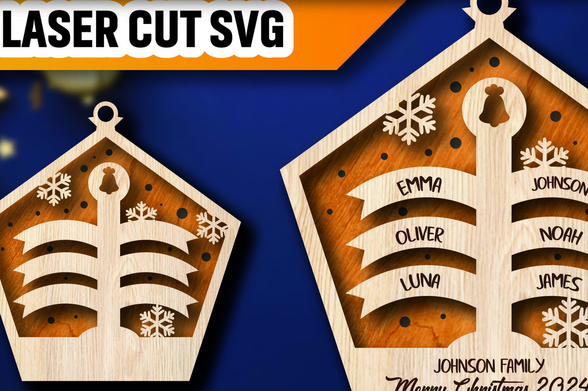 Σετ των 2 Intra απο ξύλο plywood 3mm-4mm πάχος – Εξατομικευμένο Οικογενειακό Στολίδι του Βόρειου Πόλου Δίασταση  20x20 cm INTRAFABR-105264809