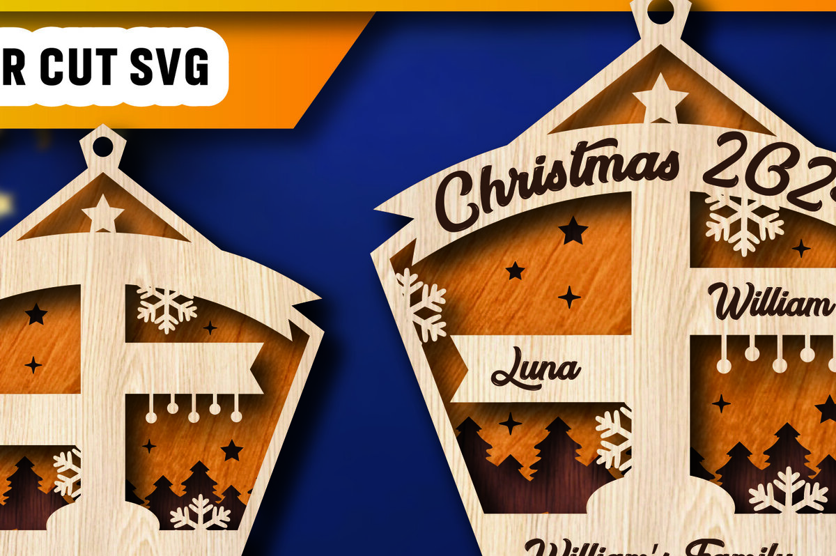 Σετ των 2 Intra απο ξύλο plywood 3mm-4mm πάχος – Εξατομικευμένο Οικογενειακό Στολίδι του Βόρειου Πόλου Δίασταση  20x20 cm INTRAFABR-105340688