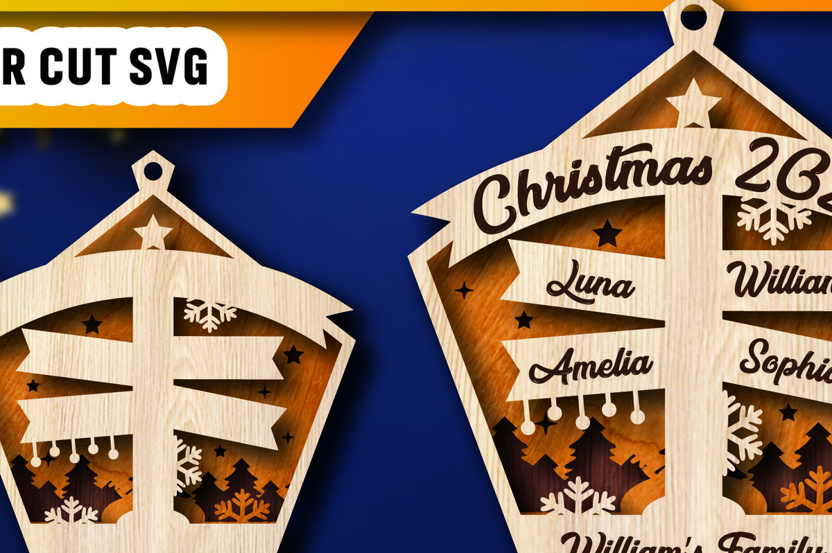 Σετ των 2 Intra απο ξύλο plywood 3mm-4mm πάχος – Εξατομικευμένο Οικογενειακό Στολίδι του Βόρειου Πόλου Δίασταση  20x20 cm INTRAFABR-105340743