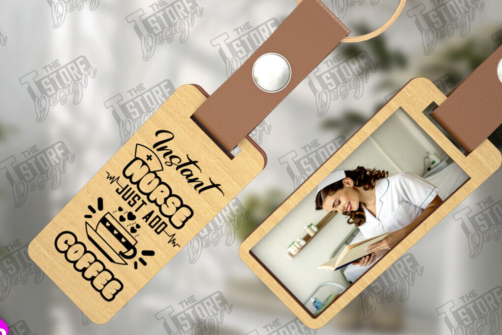 Σετ των 3 Intra απο ξύλο plywood 3mm-4mm πάχος – Εξατομικευμένο Μπρελόκ Νοσοκόμας με Φωτογραφία Δίασταση  5x5 cm INTRAFABR-111798818