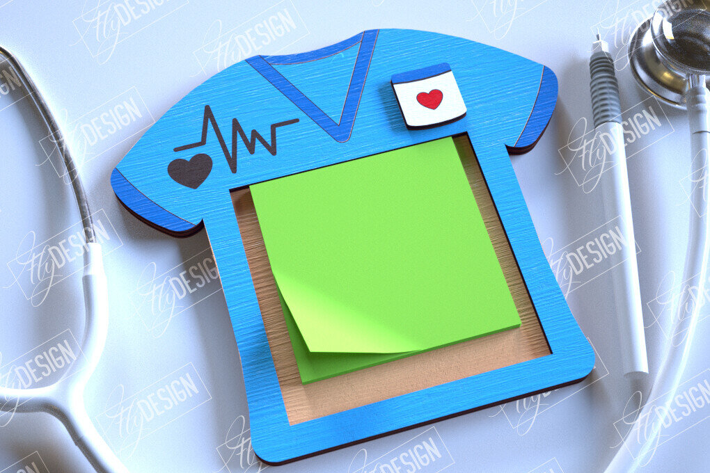 Σετ των 2 Intra απο ξύλο plywood 3mm-4mm πάχος – Εξατομικευμένη θήκη για κολλητικό σημειωματάριο νοσοκόμας Δίασταση  20x20 cm INTRAFABR-114814277