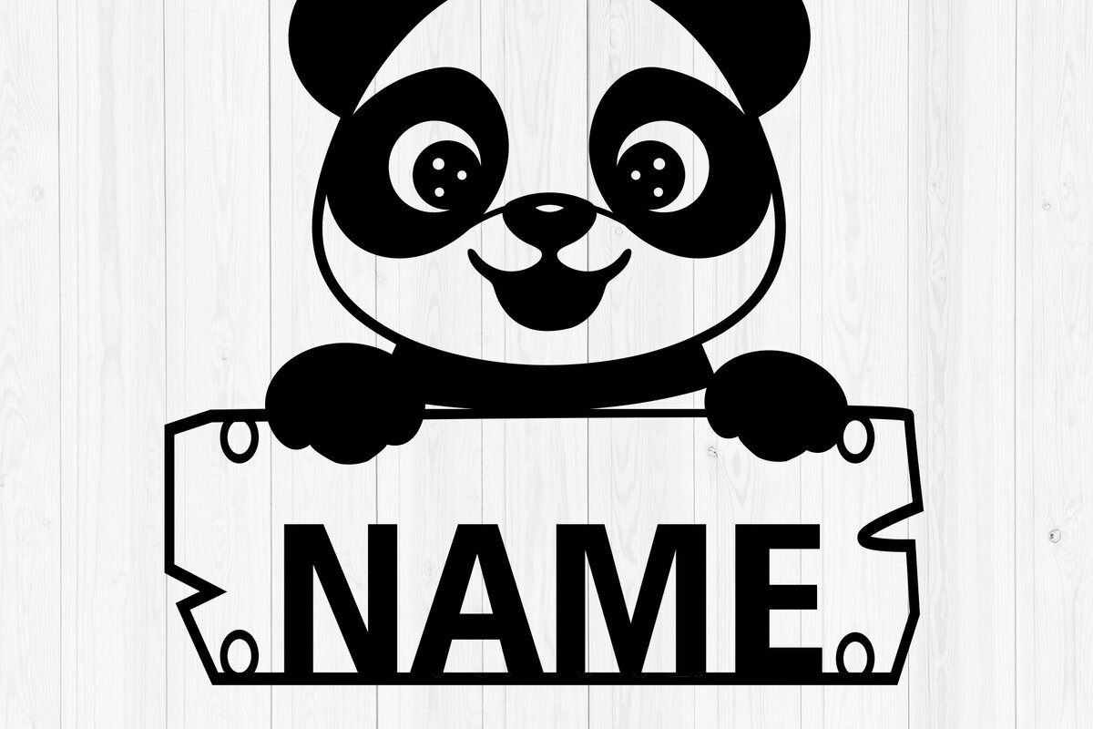 Σετ των 2 Intra απο ξύλο plywood 3mm-4mm πάχος – Εξατομικευμένη πινακίδα ονόματος Panda Δίασταση  20x20 cm INTRAFABR-117898524