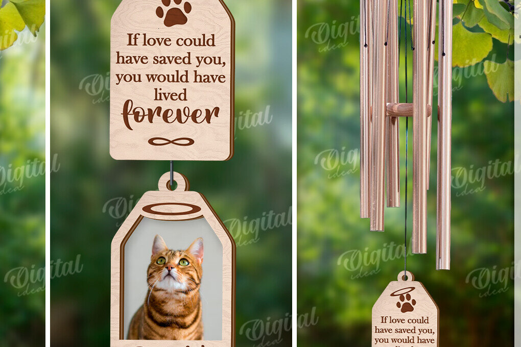 Σετ των 2 Intra απο ξύλο plywood 3mm-4mm πάχος – Εξατομικευμένο Pet Memorial Wind Chime Δίασταση  20x20 cm INTRAFABR-121915030