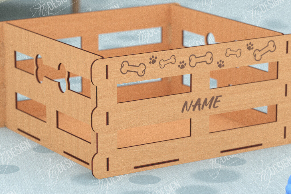 Σετ των 2 Intra απο ξύλο plywood 3mm-4mm πάχος – Εξατομικευμένο κουτί παιχνιδιών για κατοικίδια|Αποθήκευση παιχνιδιών για κατοικίδια Δίασταση  20x20 cm INTRAFABR-115684364