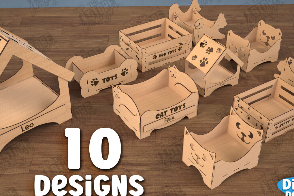 Σετ των 2 Intra απο ξύλο plywood 3mm-4mm πάχος – Εξατομικευμένο πακέτο παιχνιδιών για κατοικίδια | CNC Δίασταση  20x20 cm INTRAFABR-112900993