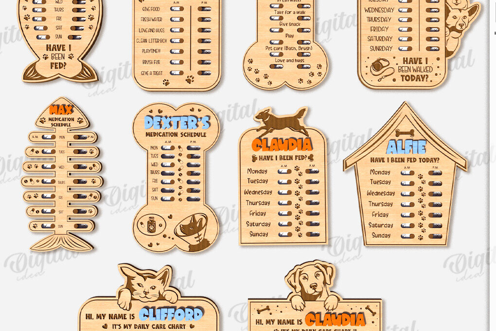 Σετ των 2 Intra απο ξύλο plywood 3mm-4mm πάχος – Εξατομικευμένη δέσμη λέιζερ παρακολούθησης κατοικίδιων ζώων Δίασταση  20x20 cm INTRAFABR-118768271