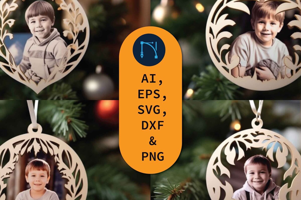 Σετ των 2 Intra απο ξύλο plywood 3mm-4mm πάχος – Εξατομικευμένο πακέτο Photo Ornaments Δίασταση  20x20 cm INTRAFABR-79827543