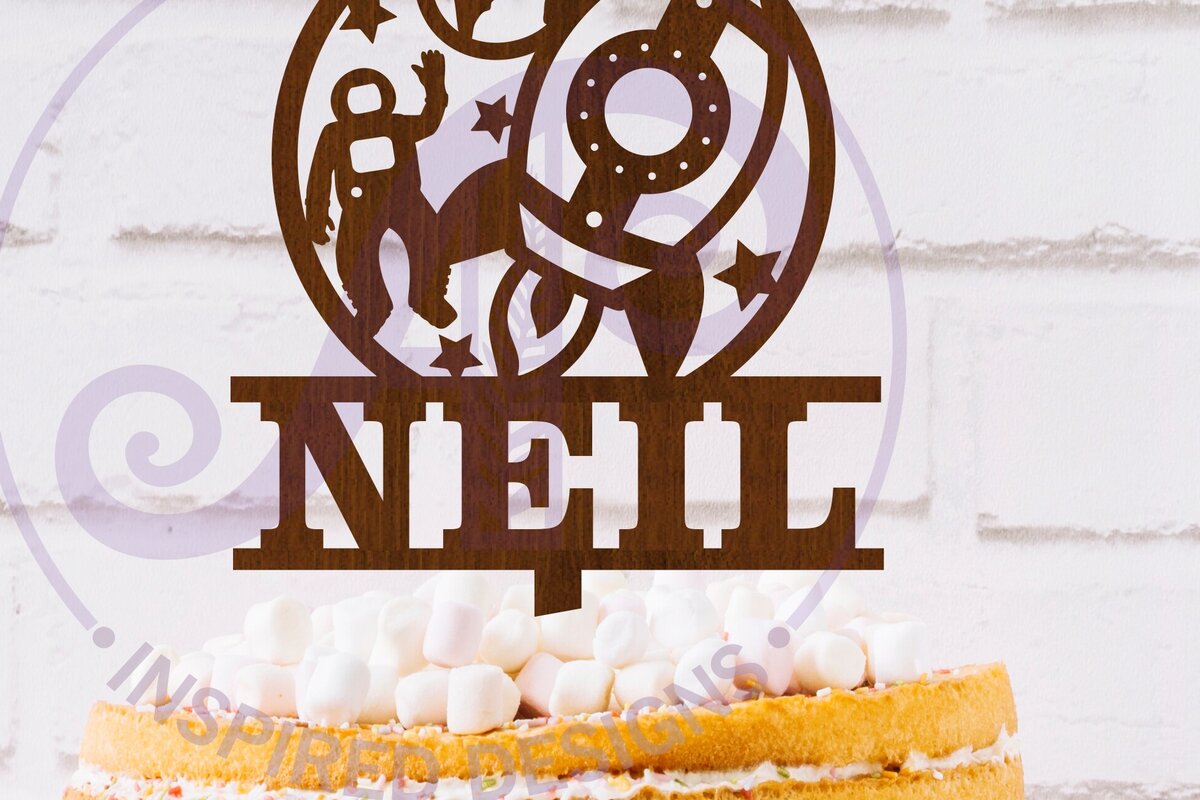 Σετ των 2 Intra απο ξύλο plywood 3mm-4mm πάχος – Εξατομικευμένο Rocket Ship Cake Topper Δίασταση  20x20 cm INTRAFABR-125004448