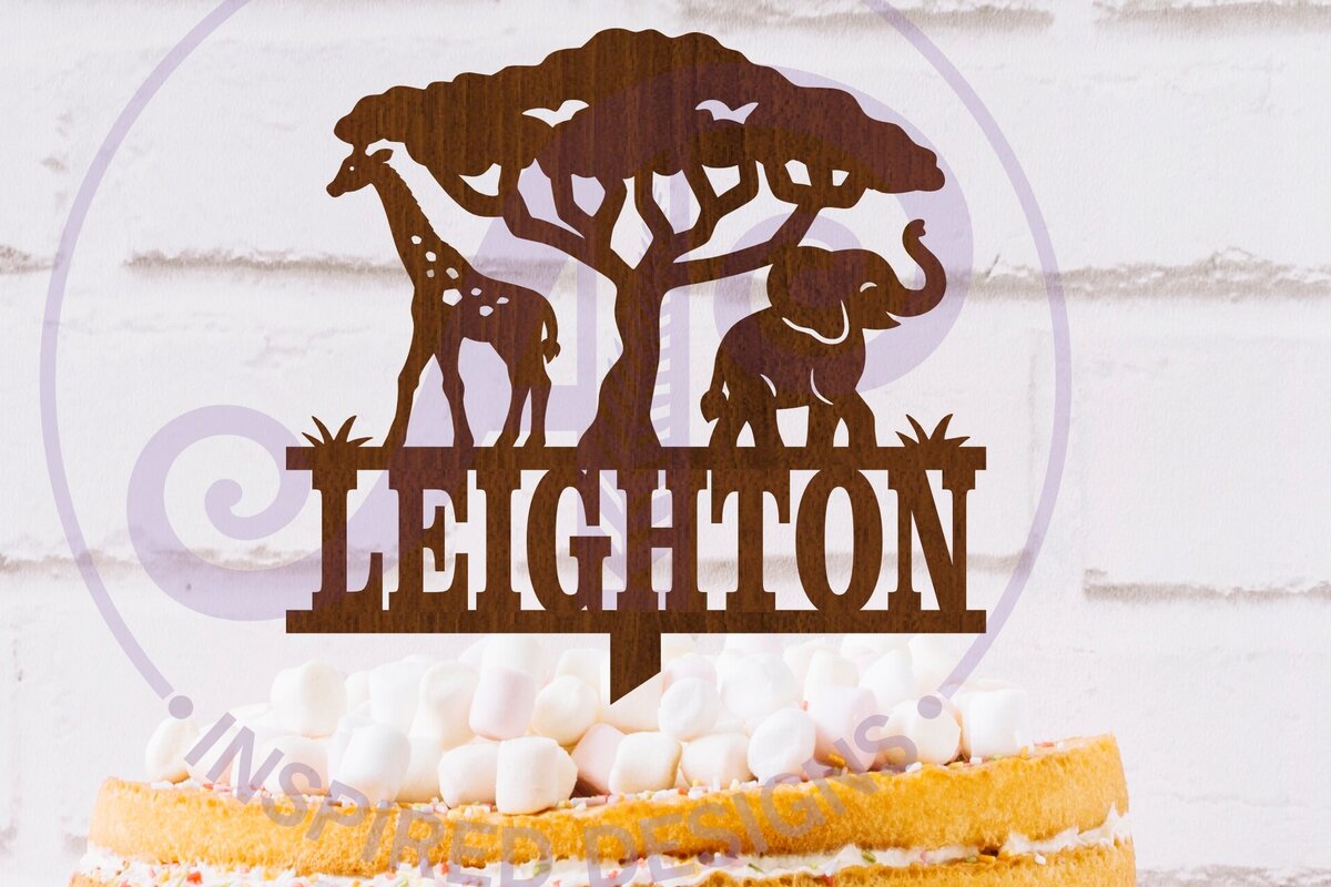 Σετ των 2 Intra απο ξύλο plywood 3mm-4mm πάχος – Προσωποποιημένο Safari Animal Cake Topper Δίασταση  20x20 cm INTRAFABR-116779429