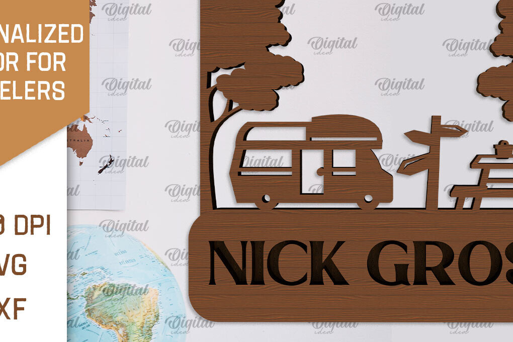 Σετ των 2 Intra απο ξύλο plywood 3mm-4mm πάχος – Προσωποποιημένη πινακίδα για Traveller Δίασταση  20x20 cm INTRAFABR-101513940