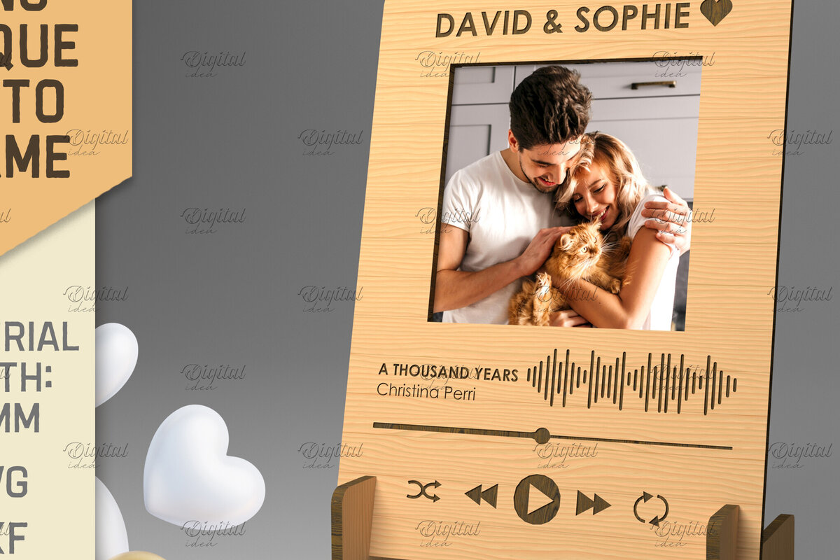 Σετ των 2 Intra απο ξύλο plywood 3mm-4mm πάχος – Προσωποποιημένη Πλακέτα Τραγουδιού Κορνίζα Δίασταση  20x20 cm INTRAFABR-83369637