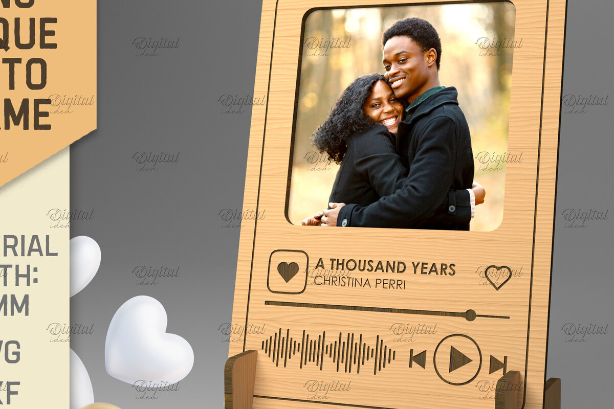 Σετ των 2 Intra απο ξύλο plywood 3mm-4mm πάχος – Προσωποποιημένη Πλακέτα Τραγουδιού Κορνίζα Δίασταση  20x20 cm INTRAFABR-83369683