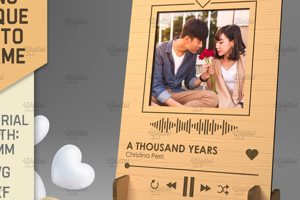 Σετ των 2 Intra απο ξύλο plywood 3mm-4mm πάχος – Προσωποποιημένη Πλακέτα Τραγουδιού Κορνίζα Δίασταση  20x20 cm INTRAFABR-83372443