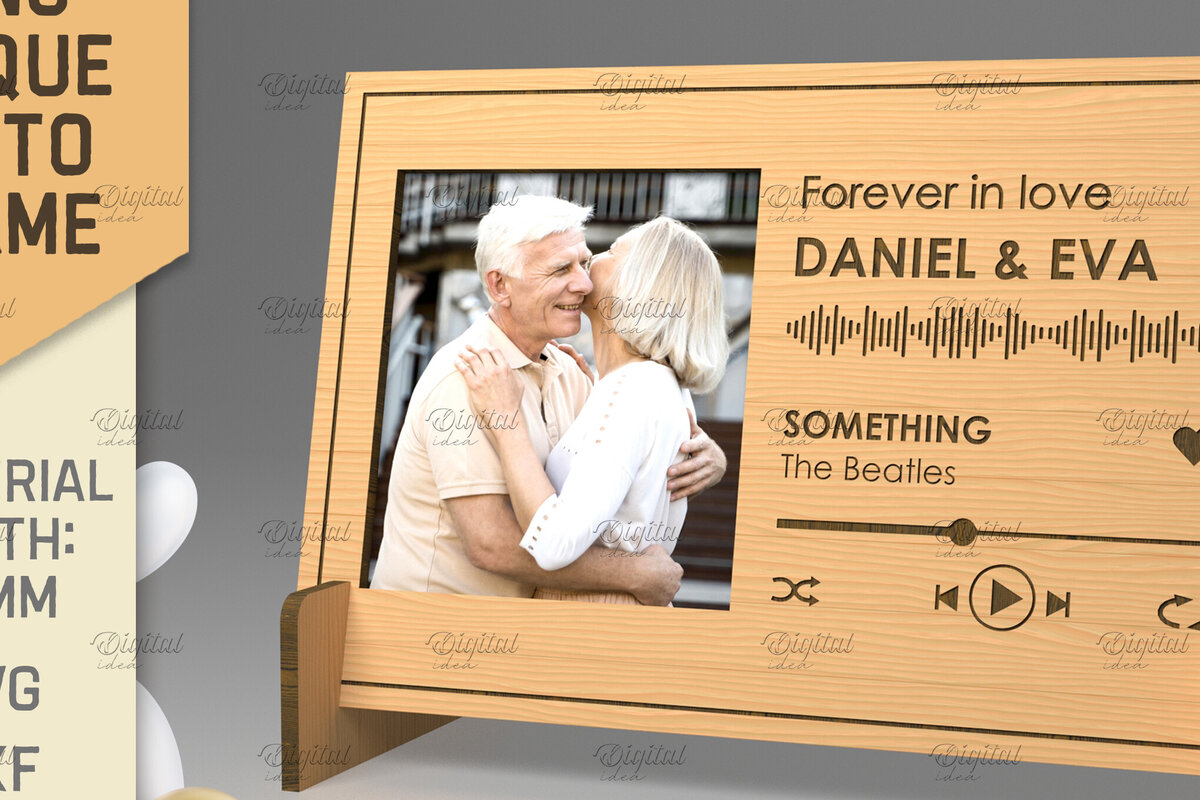 Σετ των 2 Intra απο ξύλο plywood 3mm-4mm πάχος – Προσωποποιημένη Πλακέτα Τραγουδιού Κορνίζα Δίασταση  20x20 cm INTRAFABR-83372454