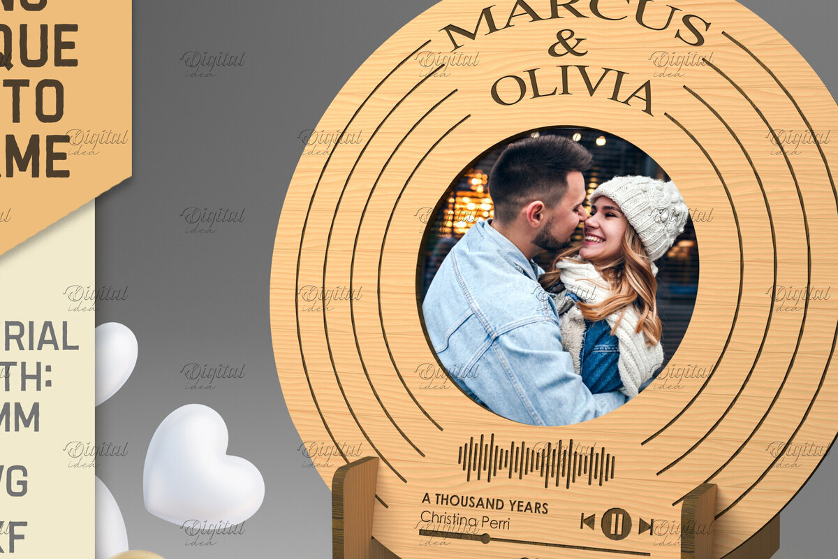 Σετ των 2 Intra απο ξύλο plywood 3mm-4mm πάχος – Προσωποποιημένη Πλακέτα Τραγουδιού Κορνίζα Δίασταση  20x20 cm INTRAFABR-83372471