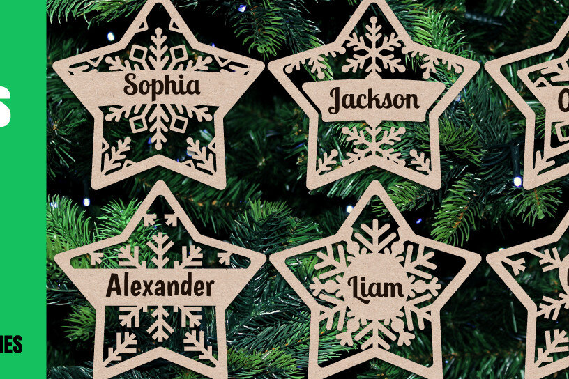 Σετ των 2 Intra απο ξύλο plywood 3mm-4mm πάχος – Εξατομικευμένα Χριστουγεννιάτικα Αρχεία Laser Δίασταση  20x20 cm INTRAFABR-20704556