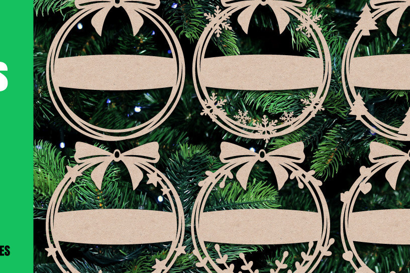 Σετ των 2 Intra απο ξύλο plywood 3mm-4mm πάχος – Εξατομικευμένο Χριστουγεννιάτικο Στολίδι Δίασταση  20x20 cm INTRAFABR-20660996