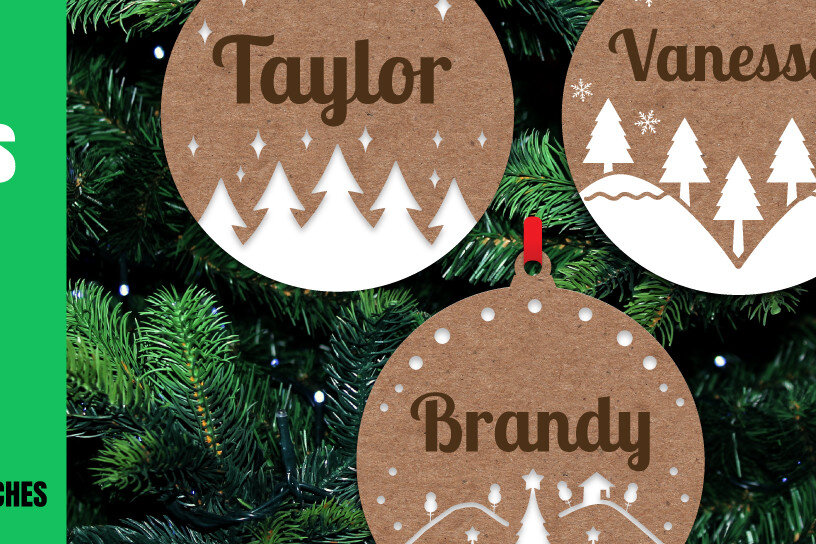 Σετ των 2 Intra απο ξύλο plywood 3mm-4mm πάχος – Εξατομικευμένο Χριστουγεννιάτικο Στολίδι Δίασταση  20x20 cm INTRAFABR-20660413