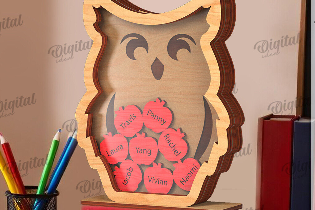 Σετ των 2 Intra απο ξύλο plywood 3mm-4mm πάχος – Personalized Teacher Token Jar Laser Δίασταση  20x20 cm INTRAFABR-119903958