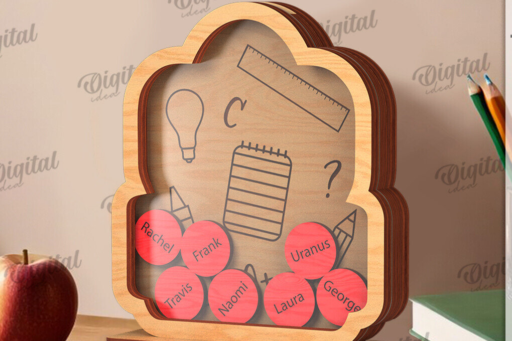 Σετ των 2 Intra απο ξύλο plywood 3mm-4mm πάχος – Personalized Teacher Token Jar Laser Δίασταση  20x20 cm INTRAFABR-119902803