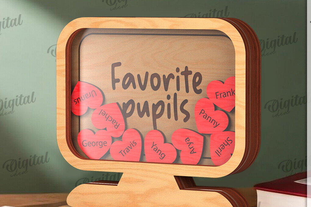 Σετ των 2 Intra απο ξύλο plywood 3mm-4mm πάχος – Personalized Teacher Token Jar Laser Δίασταση  20x20 cm INTRAFABR-119903764