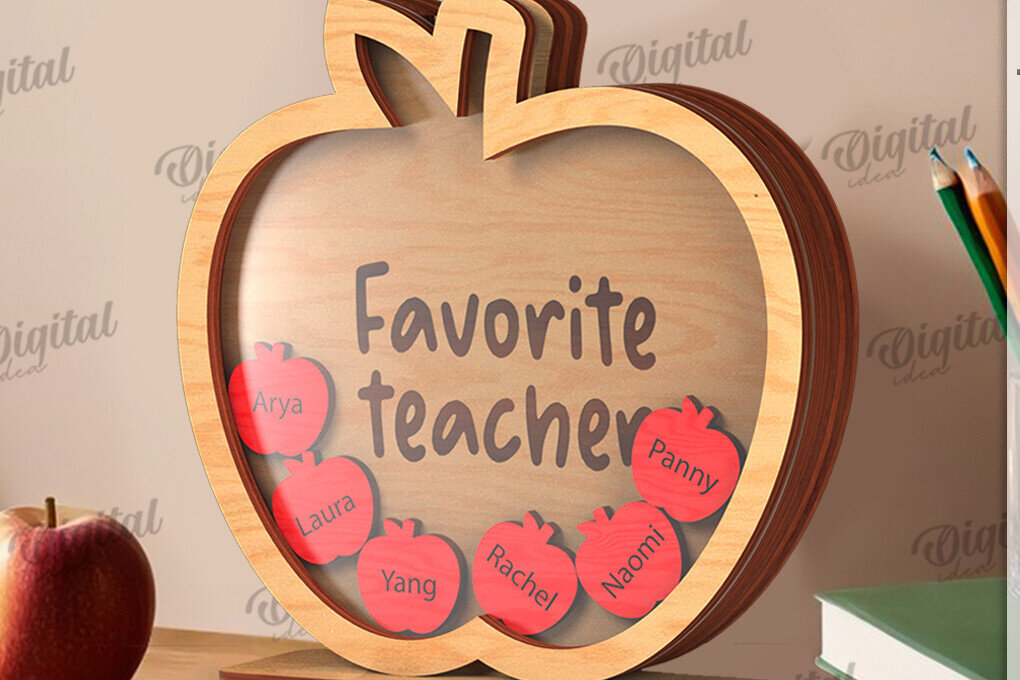 Σετ των 2 Intra απο ξύλο plywood 3mm-4mm πάχος – Personalized Teacher Token Jar Laser Δίασταση  20x20 cm INTRAFABR-119902751