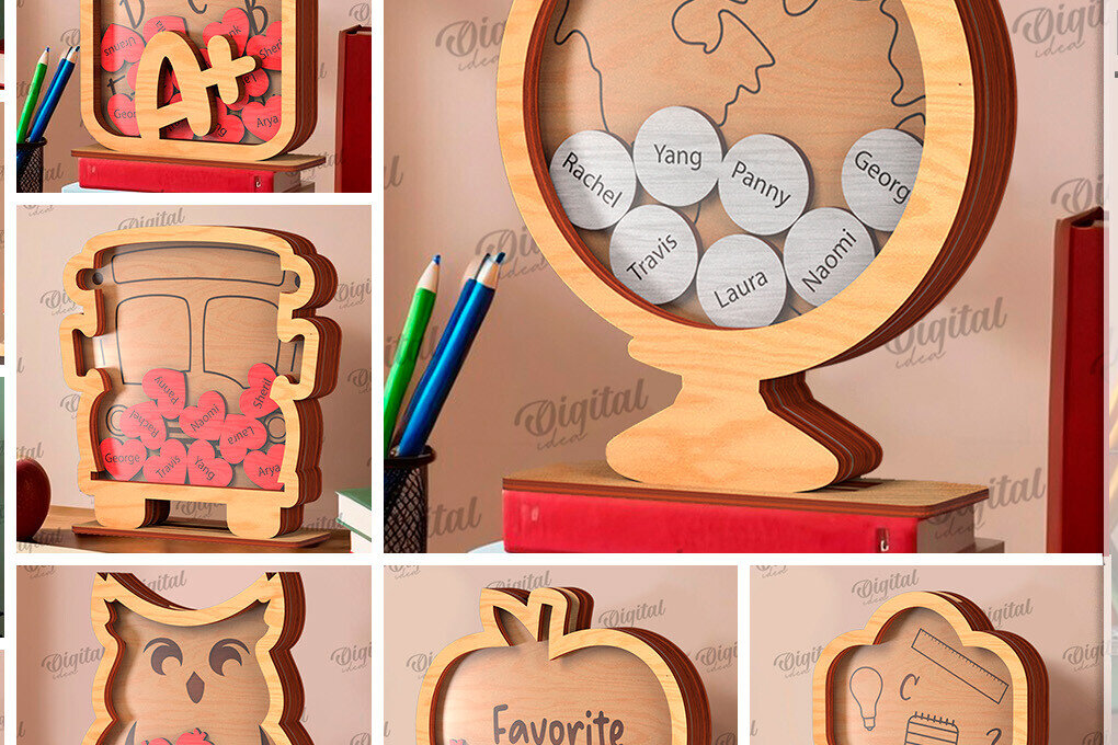 Σετ των 2 Intra απο ξύλο plywood 3mm-4mm πάχος – Εξατομικευμένο πακέτο βάζας με κουπόνια δασκάλου Δίασταση  20x20 cm INTRAFABR-119971820