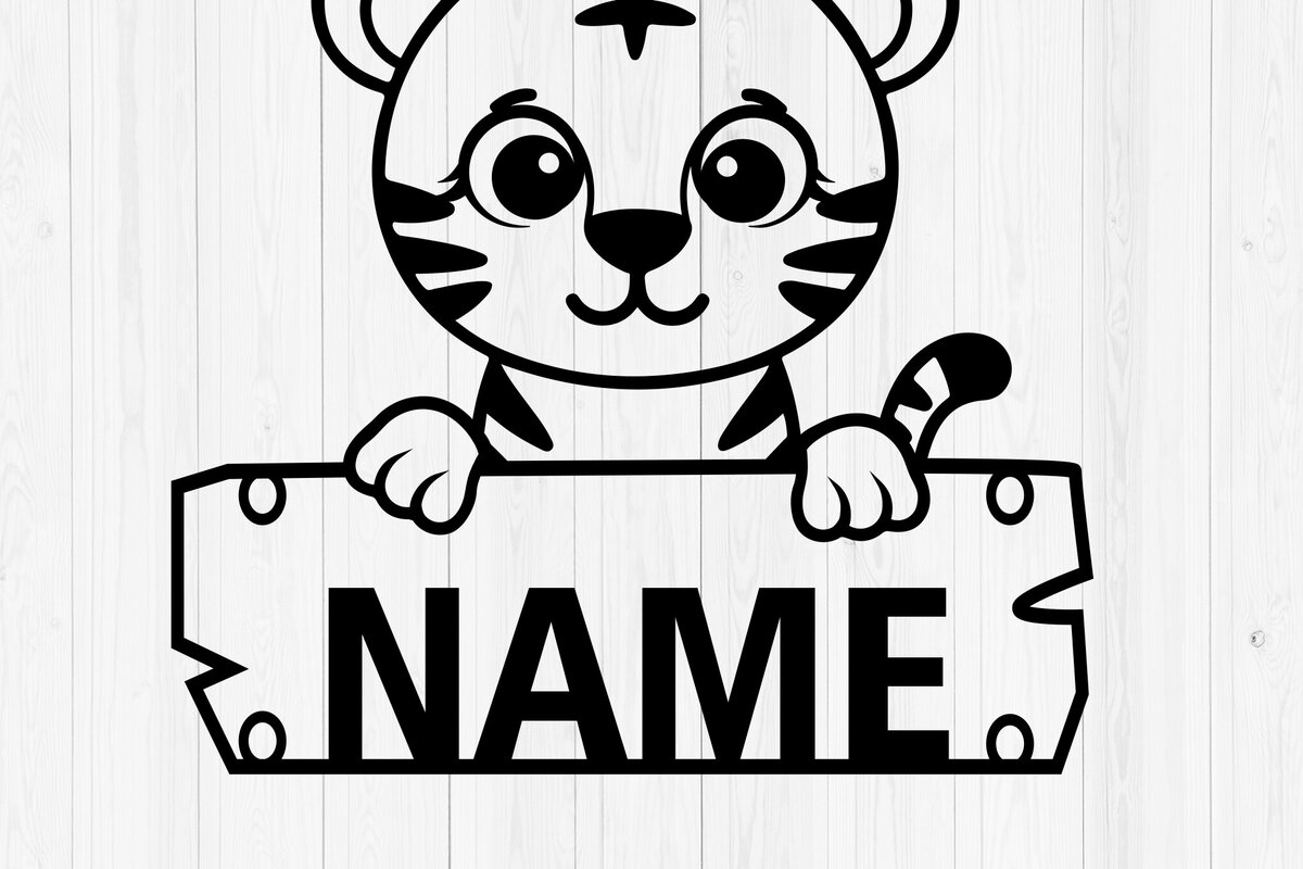 Σετ των 2 Intra απο ξύλο plywood 3mm-4mm πάχος – Εξατομικευμένη πινακίδα ονόματος Tiger Δίασταση  20x20 cm INTRAFABR-117898729