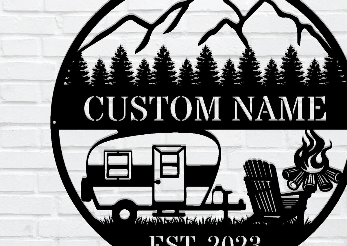 Σετ των 2 Intra απο ξύλο plywood 3mm-4mm πάχος – Εξατομικευμένη πινακίδα Camper Trailer Travel Δίασταση  20x20 cm INTRAFABR-106019381